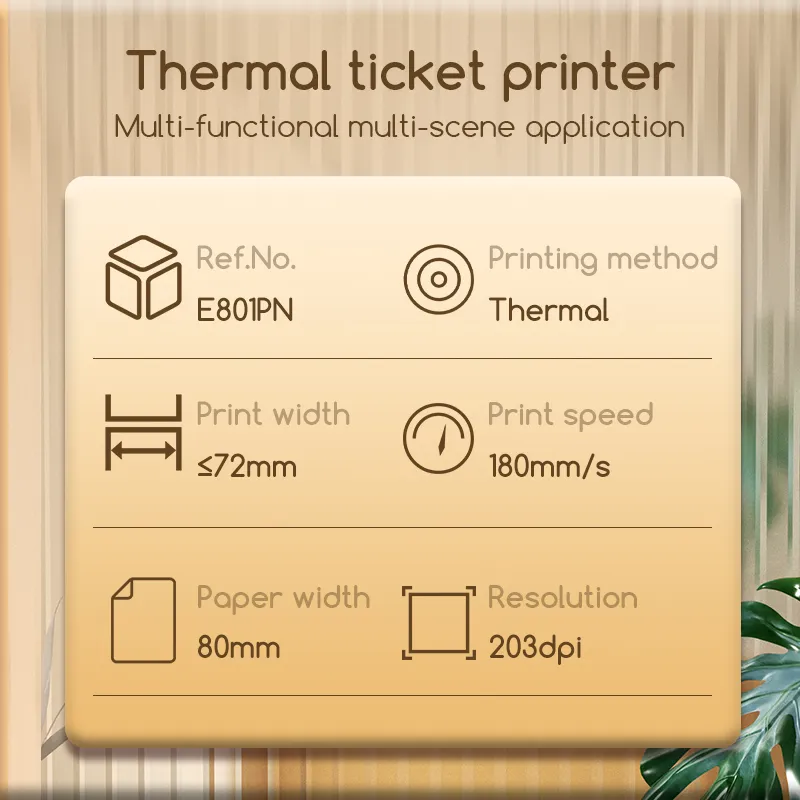 E801PN Imprimante thermique de reçus 3 pouces